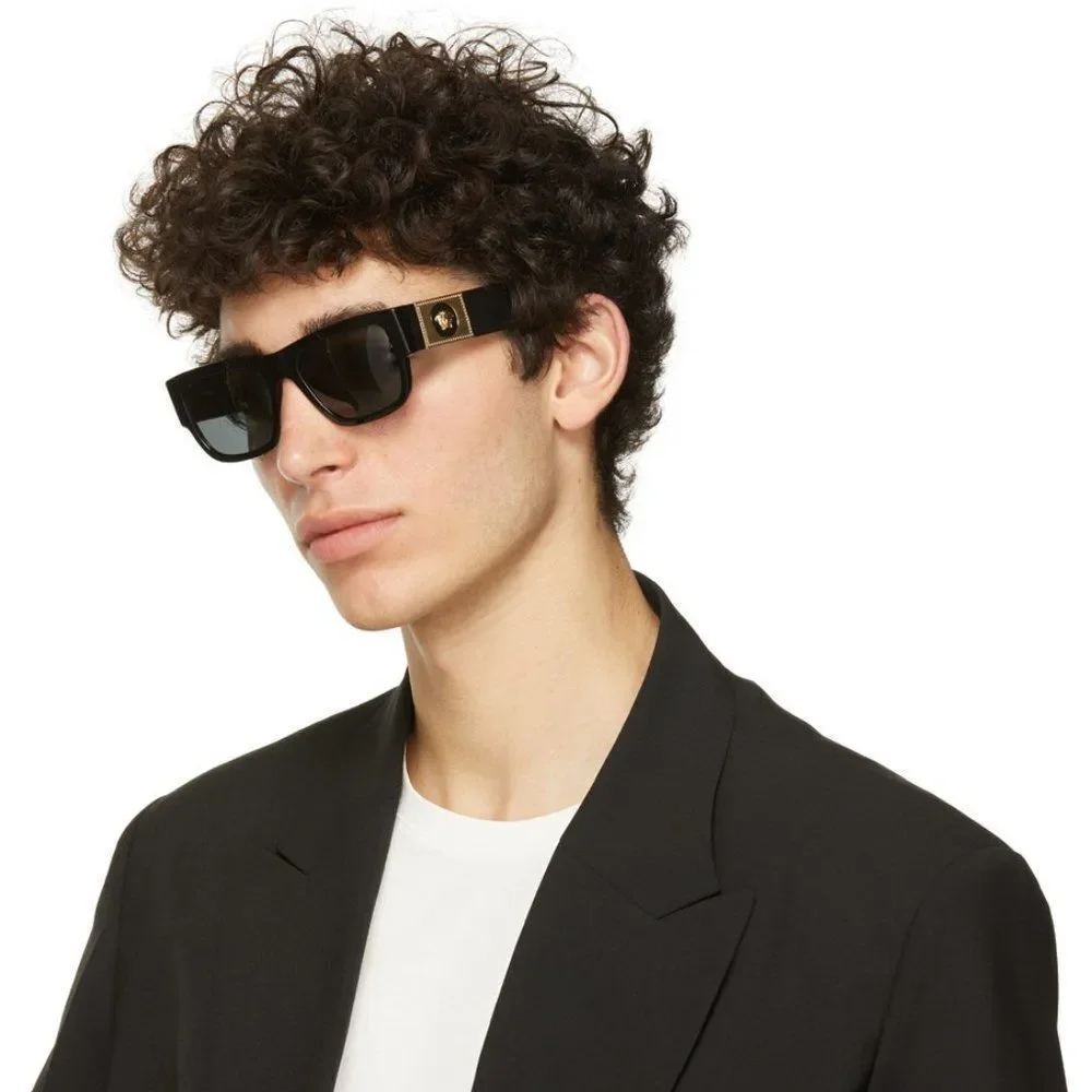 NEW Versace VE4406 GB1/87 Black Dark Grey Pilot Unisex Sunglasses